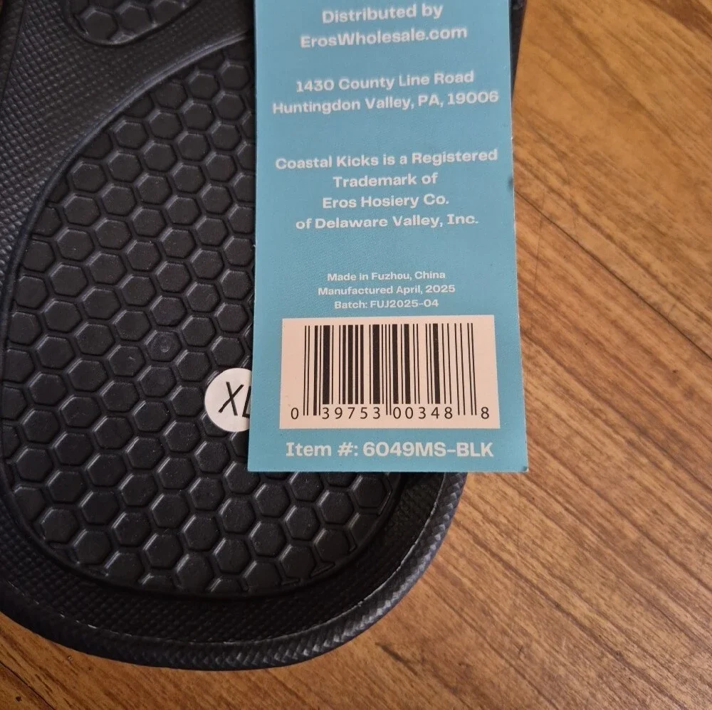 Coastal Kicks Black Men's Slide Sandals - XL